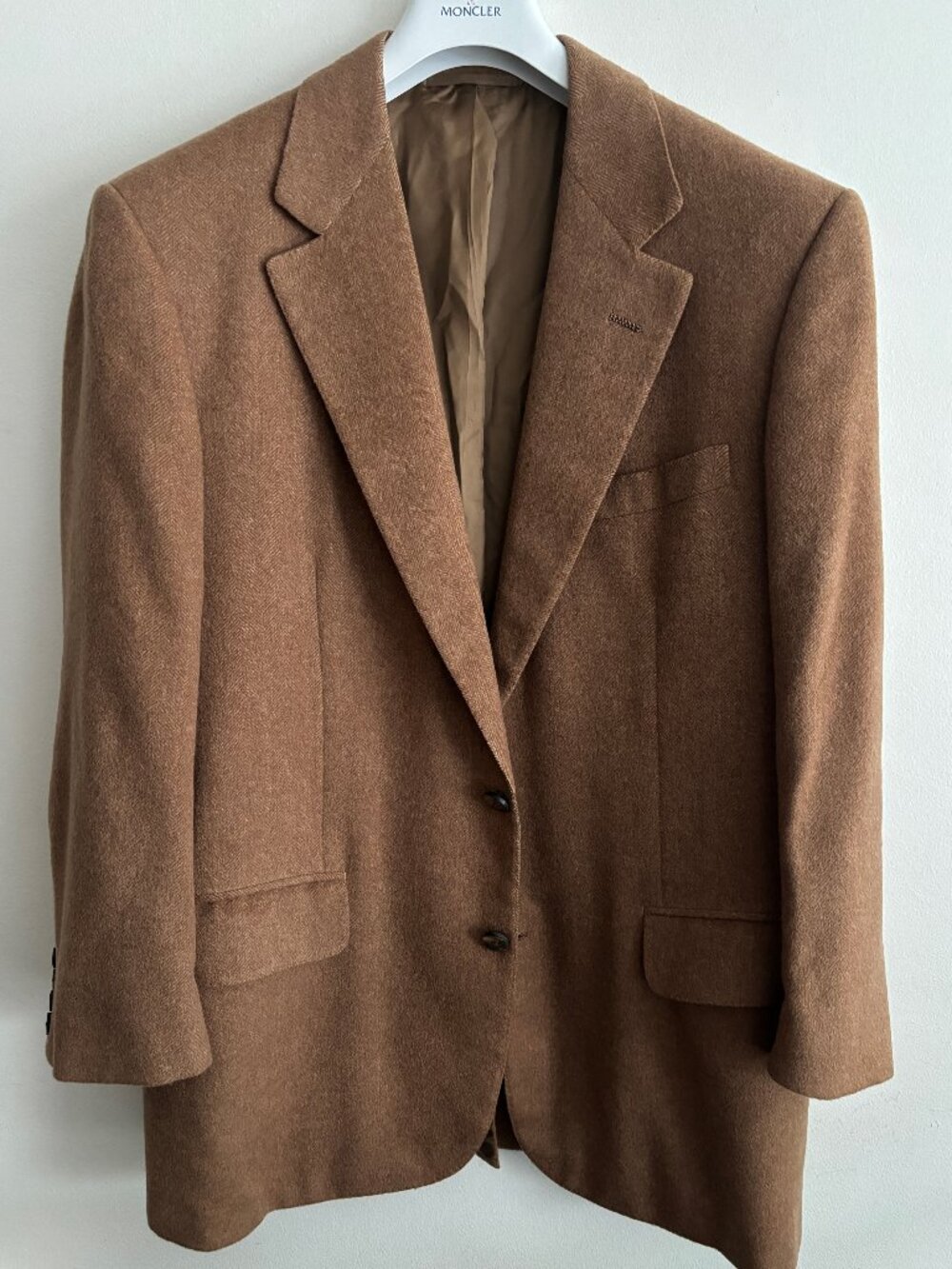 $2500 Oxxford Tan/ Camel Brown Herringbone Hair Sport Coat/Blazer - 42 Short